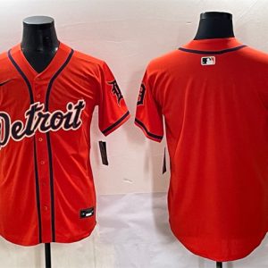 Detroit Tigers Blank Orange With Patch Vapor Premier Limited Stitched Jersey