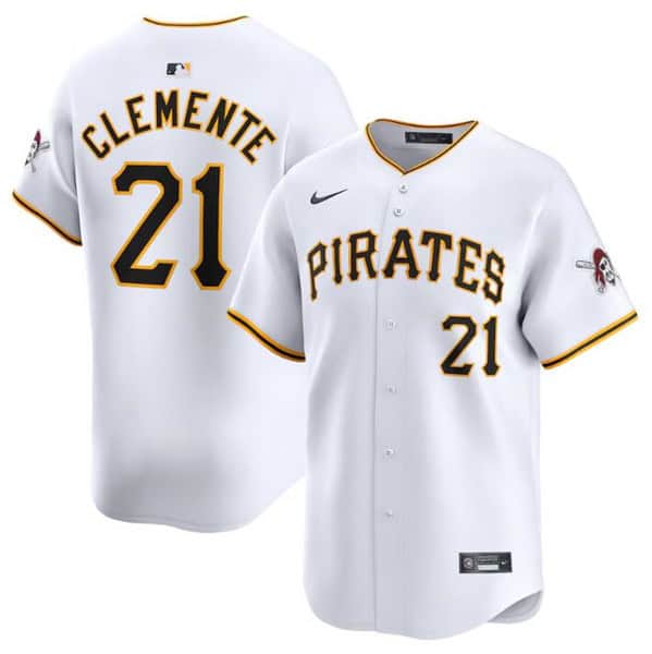 Pittsburgh Pirates #21 Roberto Clemente White Home Limited Stitched Jersey