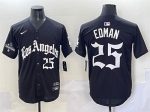 Los Angeles Dodgers #25 Tommy Edman Black Mexico 2025 LA Gothic Style With 2024 World Series Champions Patch Vapor Premier Limited Stitched Jersey