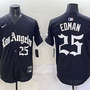 Los Angeles Dodgers #25 Tommy Edman Black Mexico 2025 LA Gothic Style With 2024 World Series Champions Patch Vapor Premier Limited Stitched Jersey