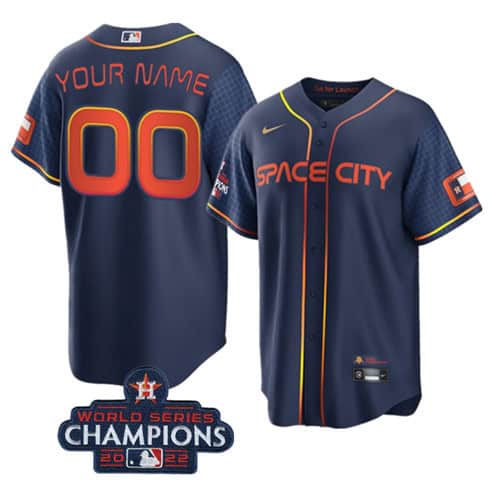 Houston Astros Customized Navy 2022 World Series Champions City Connect Cool Base Stitched Baseball Jersey