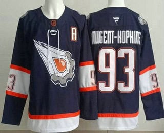 Edmonton Oilers #93 Ryan Nugent Hopkins Navy Alternate Authentic Jersey