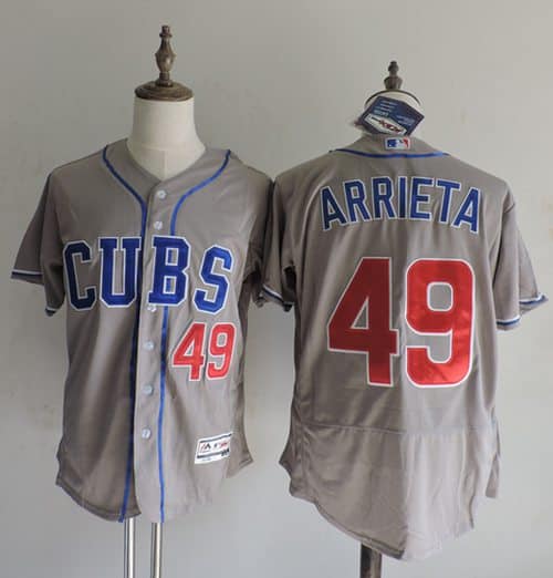 Cubs #49 Jake Arrieta Grey Flexbase Authentic Collection Alternate Road Stitched Jersey