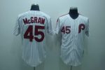 Mitchell And Ness Phillies #45 Tug Mcgraw White Red Strip Stitched Throwback Jersey