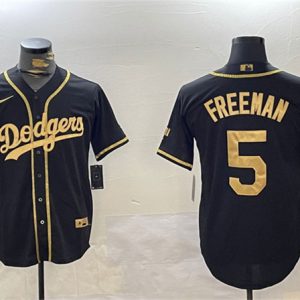 Los Angeles Dodgers #5 Freddie Freeman Black Gold 2024 World Series Champions Limited Stitched Jersey