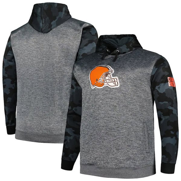 Cleveland Browns Heather Charcoal Big Tall Camo Pullover Hoodie