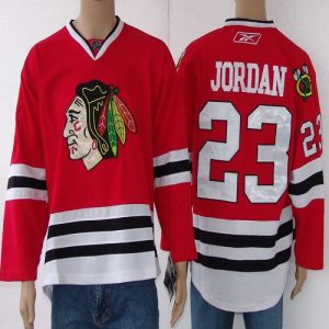 Blackhawks #23 Jordan Red Stitched Jersey