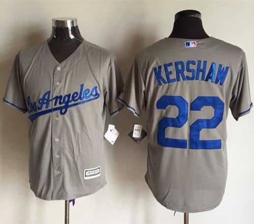 Dodgers #22 Clayton Kershaw Grey New Cool Base Stitched Jersey