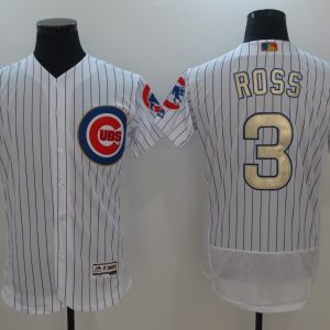 Chicago Cubs #3 David Ross White 2017 Gold Program Flexbase Stitched Jersey