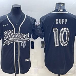 Los Angeles Rams #10 Cooper Kupp Black Reflective With Patch Cool Base Stitched Jersey