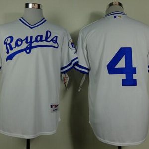 Royals #4 Alex Gordon White 1974 Turn Back The Clock Stitched Jersey