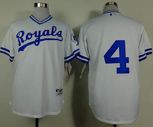 Royals #4 Alex Gordon White 1974 Turn Back The Clock Stitched Jersey