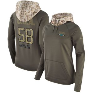 Carolina Panthers #58 Thomas Davis Olive Salute To Service Sideline Therma Pullover Hoodie