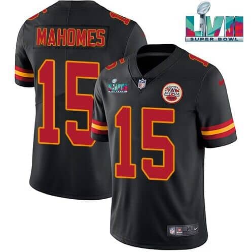 Kansas City Chiefs #15 Patrick Mahomes Black Super Bowl LVII Patch Vapor Untouchable Limited Stitched Jersey