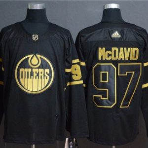 Edmonton Oilers #97 Connor McDavid Black Golden Stitched Jersey