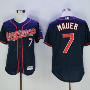 Twins #7 Joe Mauer Navy Blue Flexbase Authentic Collection Stitched Jersey