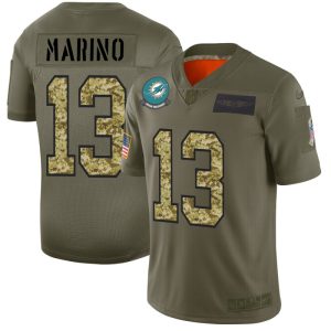 Miami Dolphins #13 Dan Marino 2019 Olive Camo Salute To Service Limited Stitched Jersey