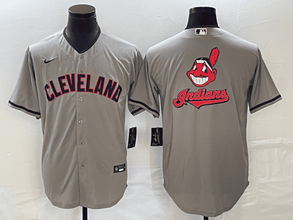 Cleveland Guardians Gray Team Big Logo Cool Base Stitched Jersey