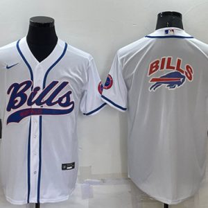 Buffalo Bills White Team Big Logo With Patch Cool Base Stitched Baseball Jersey