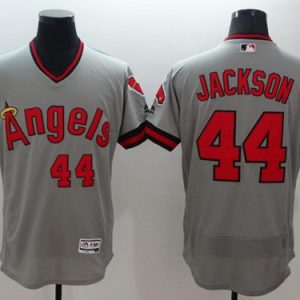 Angels Of Anaheim #44 Reggie Jackson Grey Flexbase Authentic Collection Cooperstown Stitched Jersey