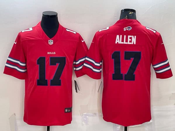 Buffalo Bills #17 Josh Allen Red Black Stitched Football Jersey