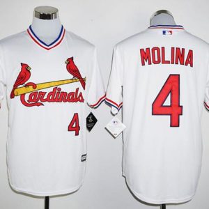 Cardinals #4 Yadier Molina White New Cool Base Cooperstown Stitched Jersey