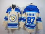 Penguins #87 Sidney Crosby Cream Sawyer Hooded Sweatshirt Stitched Jersey