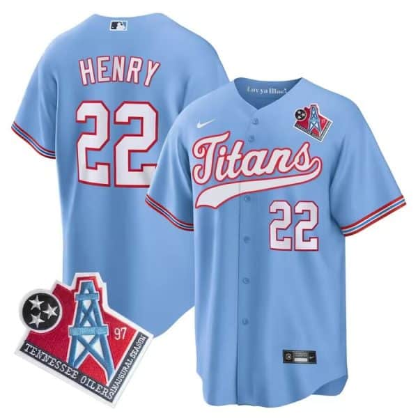 Tennessee Titans #22 Derrick Henry Light Blue 1997 Throwback Stitched Cool Base Jersey