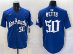 Los Angeles Dodgers #50 Mookie Betts Blue 2025 LA Gothic Style With Fernando Patch Vapor Premier Limited Stitched Jersey