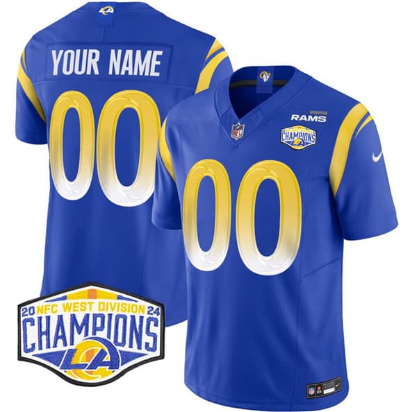 Los Angeles Rams Custom Blue 2024 NFC West Champions F.U.S.E. Vapor Untouchable Limited Stitched Jersey