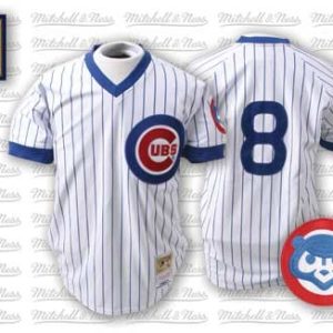 Mitchell And Ness Cubs #8 Andre Dawson Stitched White Wite Blue Strip Throwback Jersey