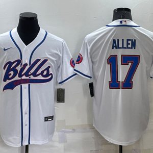 Buffalo Bills #17 Josh Allen White Cool Base Stitched Baseball Jersey
