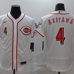 Cincinnati Reds #4 Shogo Akiyama White Flex Base Stitched Jersey