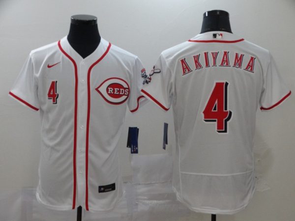Cincinnati Reds #4 Shogo Akiyama White Flex Base Stitched Jersey