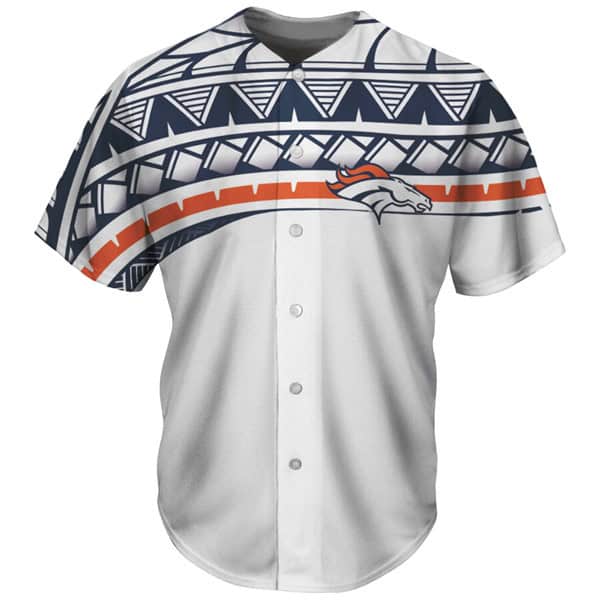 Denver Broncos White Baseball Jersey