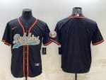 Miami Dolphins Blank Black With Patch Cool Base Stitched Baseball Jersey
