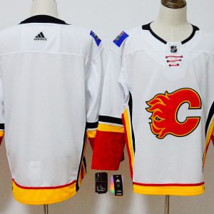 Calgary Flames White Stitched Adidas Jersey
