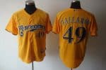 Brewers #49 Yovani Gallardo Yellow Cerveceros Cool Base Stitched Jersey
