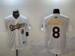 Los Angeles Dodgers #8 Enrique Hernandez White Gold Home Limited Stitched Jersey