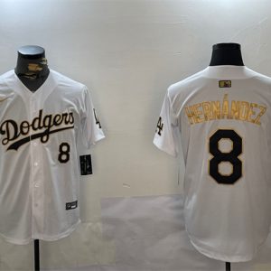 Los Angeles Dodgers #8 Enrique Hernandez White Gold Home Limited Stitched Jersey