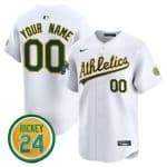Oakland Athletics Custom White 2024 Home Limited With Rickey Henderson Patch Stitched Jersey