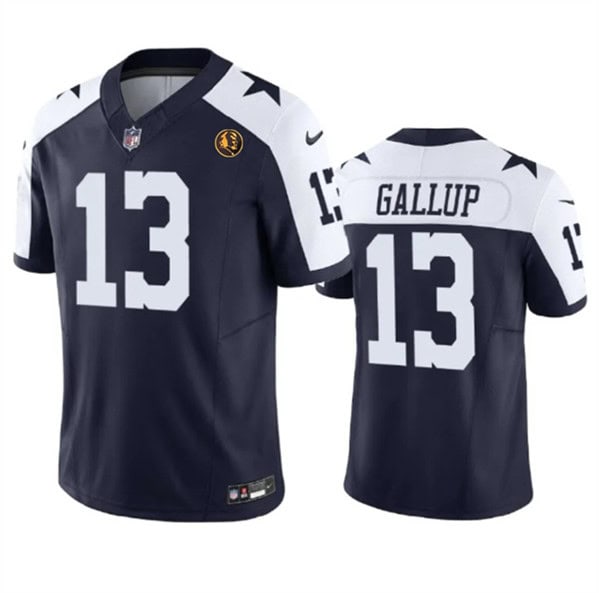 Dallas Cowboys #13 Michael Gallup Navy 2023 F.U.S.E. With John Madden Patch Thanksgiving Vapor Limited Stitched Jersey