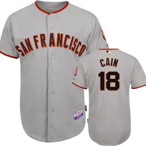 Giants #18 Matt Cain Grey Stitched Jersey