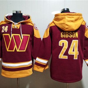 Washington Commanders #24 Antonio Gibson Burgundy Lace-Up Pullover Hoodie