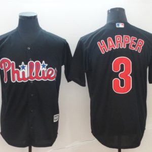 Philadelphia Phillies #3 Bryce Harper Black Cool Base Stitched Jersey