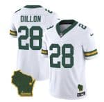 Green Bay Packers #28 A.J. Dillon White Home Patch 2023 F.U.S.E. Vapor Untouchable Limited Stitched Jersey