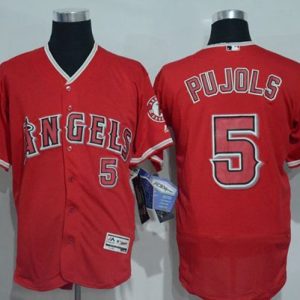 Angels Of Anaheim #5 Albert Pujols Red Flexbase Authentic Collection Stitched Jersey