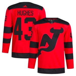New Jersey Devils #43 Luke Hughes Red 2023-2024 Stadium Series Stitched Jersey