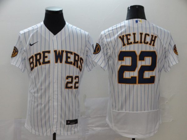 Milwaukee Brewers #22 Christian Yelich White Flex Base Stitched Jersey