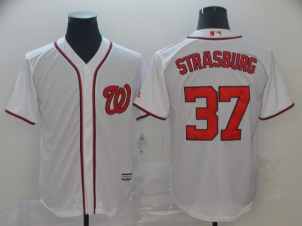 Washington Nationals #37 Stephen Strasburg White Cool Base Stitched Jersey